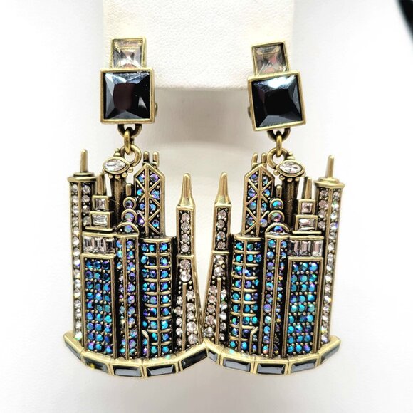 Heidi Daus Swarovski Crystal Skyline Statement Necklace and Earring Set NIB - Picture 7 of 10
